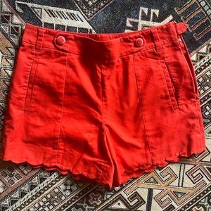 Anthropologie orange scalloped shorts size 2